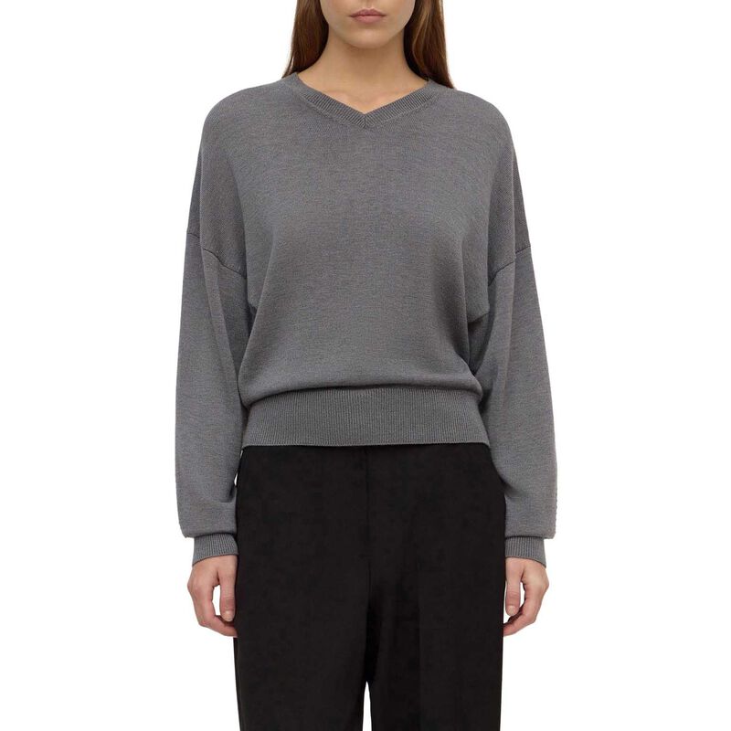 Assembly Label Mira V Neck Sweater Dark Grey Marle image number 0